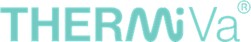 Thermiva brand logo design in light blue.